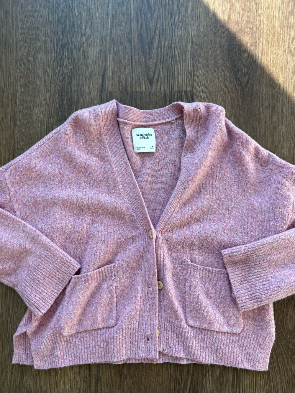 Abercrombie & Fitch Pink V-Neck Button Cardigan Sweater Size Medium